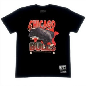 Maglietta Chicago Bulls Mitchell Ness Uomo Nero 100 Cotone