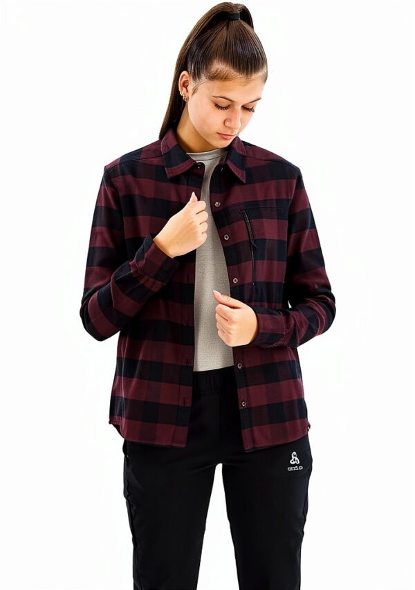 Maglia trekking Odlo donna maniche lunghe tasca petto-0