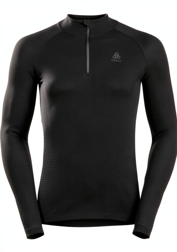 Maglia compressione ODLO uomo nero tessuto riciclato-0