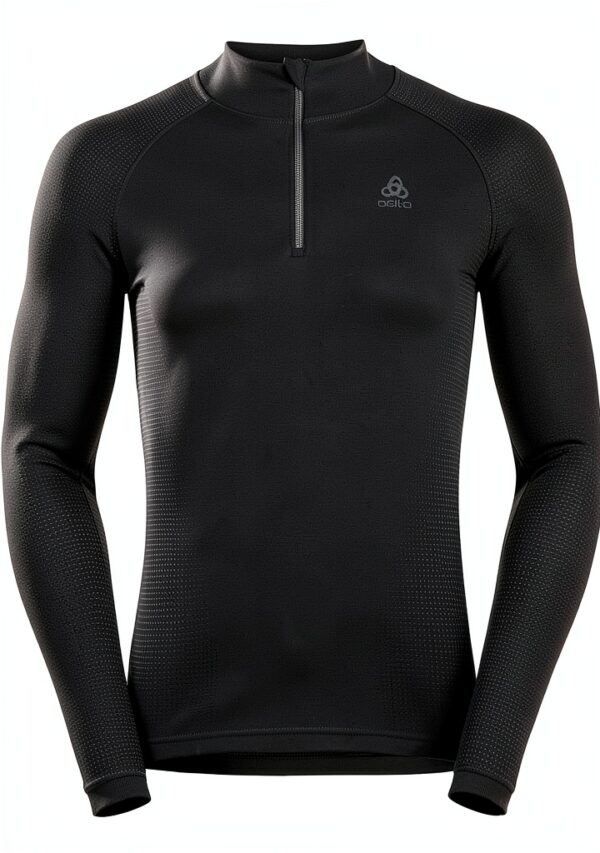 Maglia compressione ODLO uomo nero tessuto riciclato-1