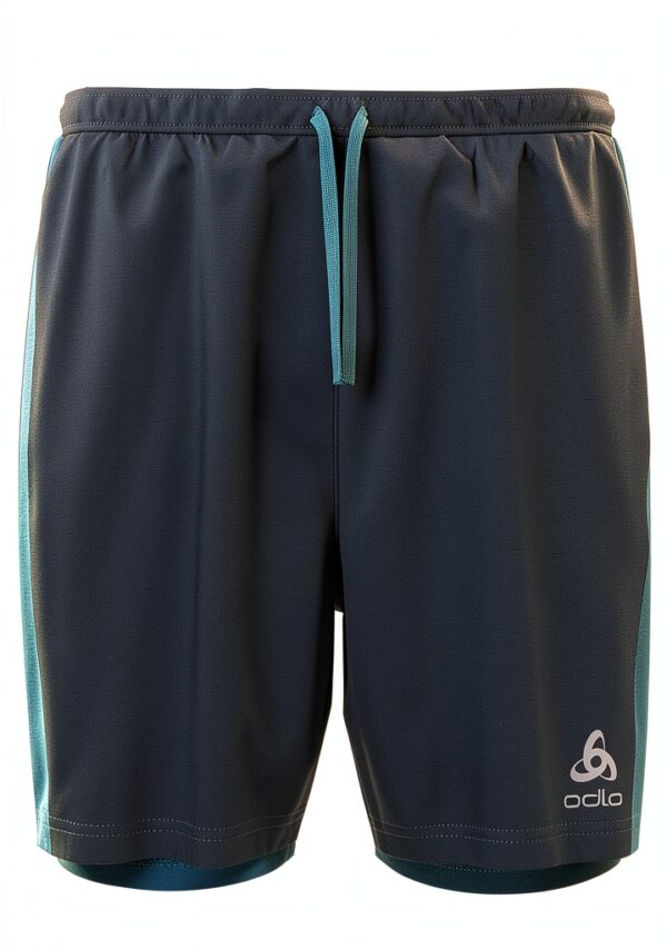 Pantaloncini Running Uomo Odlo Blue Wing Teal Saxony Blue-0