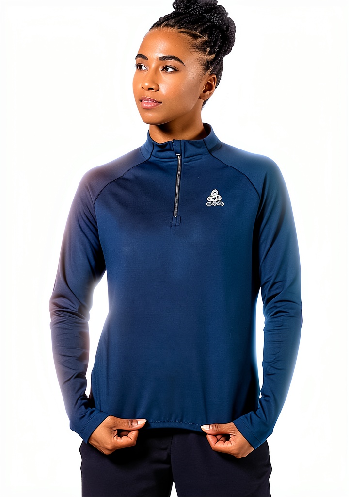 Donna che indossa la maglia Odlo Carve Light Zip durante un'escursione in montagna