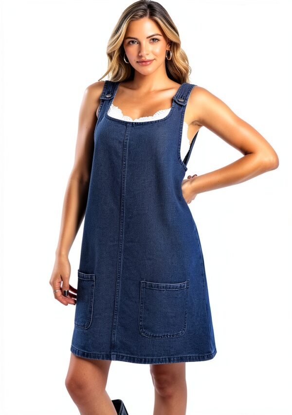 M3L Vestito Vintage Mini senza maniche a vita media con scollo rotondo-2