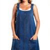 M3L Vestito Vintage Mini senza maniche a vita media con scollo rotondo-1
