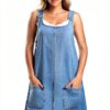 Mini abito denim donna M3L114BL1L tinta unita girocollo senza maniche-0