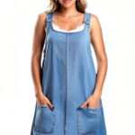 Mini abito denim donna M3L114BL1L tinta unita girocollo senza maniche-0