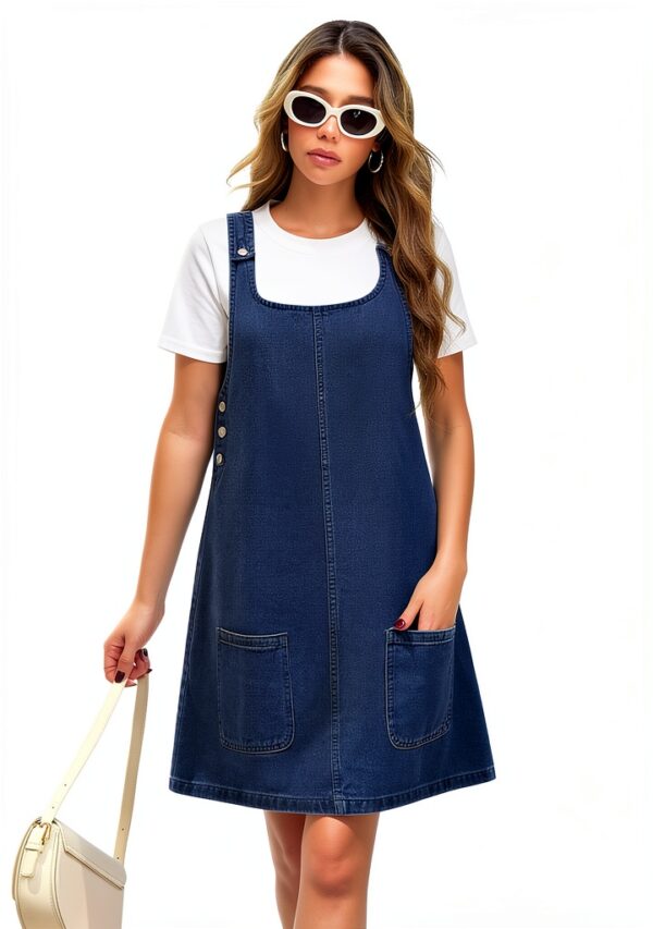 M3L Vestito Vintage Mini senza maniche a vita media con scollo rotondo-3