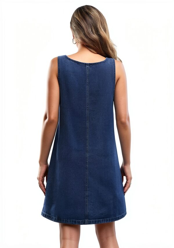 M3L Vestito Vintage Mini senza maniche a vita media con scollo rotondo-4