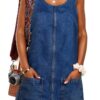 M3L Vestito Vintage Mini senza maniche a vita media con scollo rotondo-0
