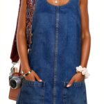 M3L Vestito Vintage Mini senza maniche a vita media con scollo rotondo-0