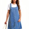 Mini abito denim donna M3L114BL1L tinta unita girocollo senza maniche-2