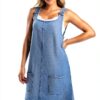 Mini abito denim donna M3L114BL1L tinta unita girocollo senza maniche-1