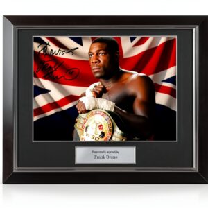 Exclusive Memorabilia Foto di Boxe autografata da Frank Bruno: Campione WBC. Cornice Deluxe-0